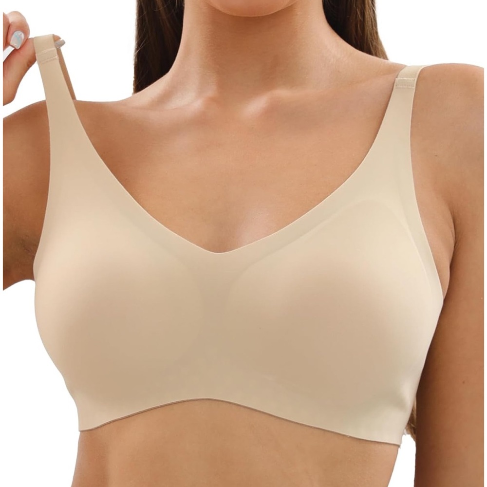 NWT Niidor Women's Wireless Bra V-Neck Seamless Comfort Full-Coverage Adjustable